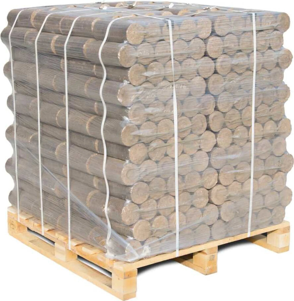 Briquetas de madera dura PREMIUM redondas 96 x 10 kg, palé de 960 kg